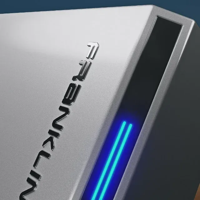 Close-up of the FranklinWH aPower 2 casing and its lit edge