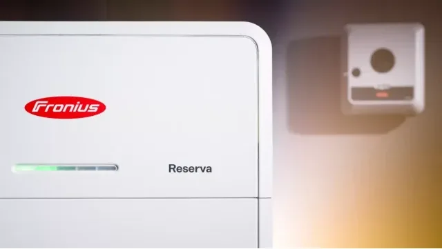 Close-up of the Fronius Reserva battery's front panel