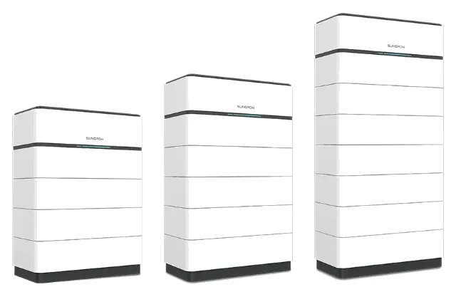 Sungrow SBH battery towers side by side, from shortest to tallest